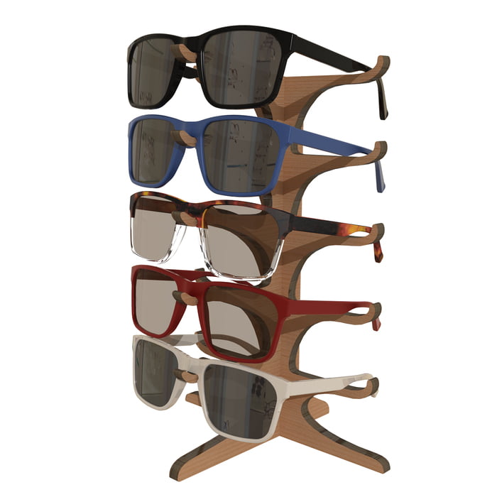 5 Frame Tree Stand Display, Cherry Wood OMG! Optical Marketing Group