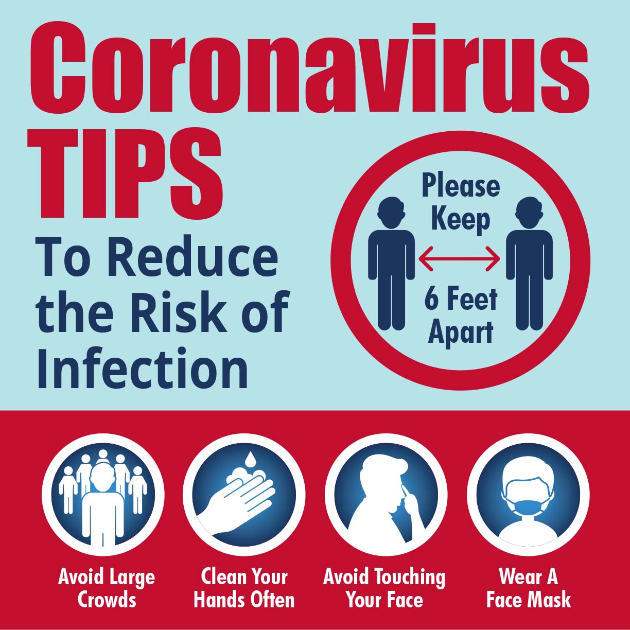 Coronavirus Tips 17x17” OMG! Optical Marketing Group